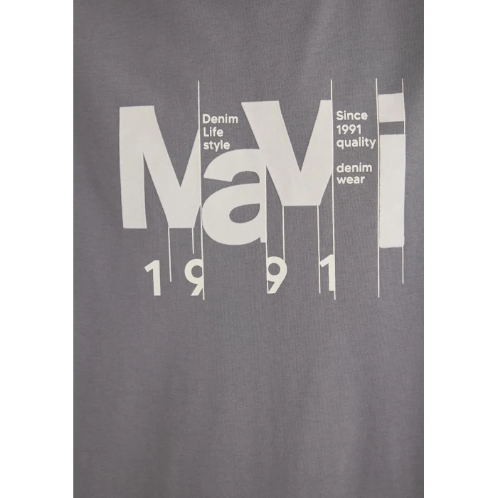 Mavi 0612461-80020 Mavi Logo Baskılı Gri Tişört