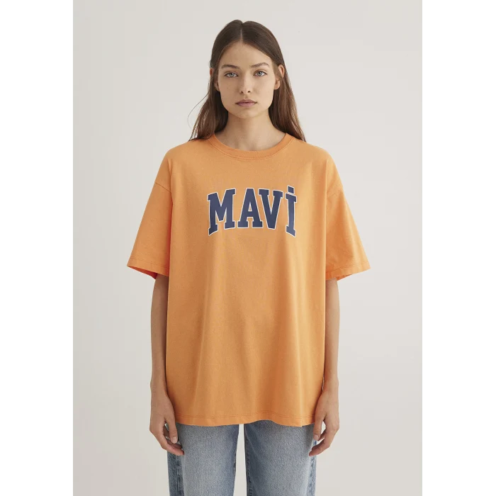 Mavi 1600843-71407 Mavi Logo Baskılı Turuncu Tişört