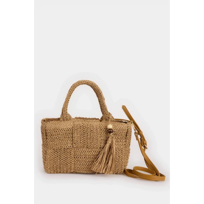 Defacto E1513 Bej Kadın Hasır Omuz Çantası