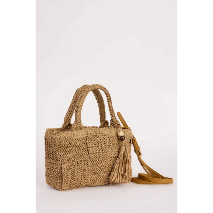 Defacto E1513 Bej Kadın Hasır Omuz Çantası