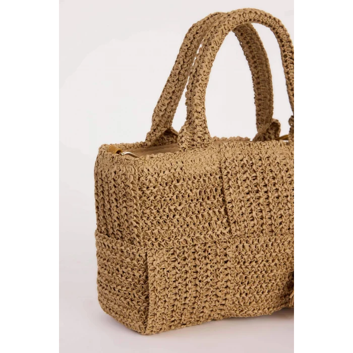 Defacto E1513 Bej Kadın Hasır Omuz Çantası