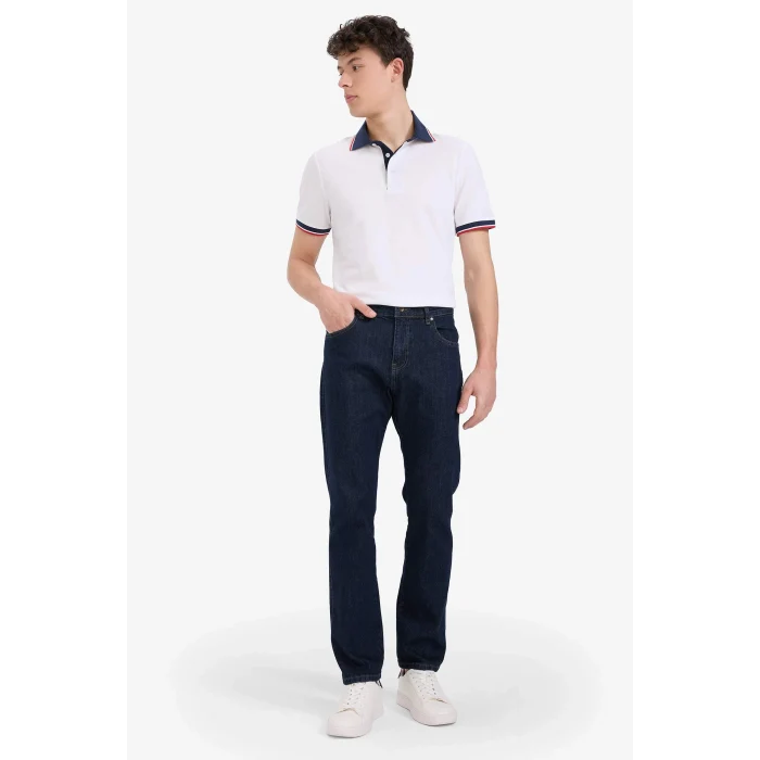 Defacto D7666 Beyaz Slim Fit Dar Kesim Pamuklu Kısa Kollu Polo Tişört