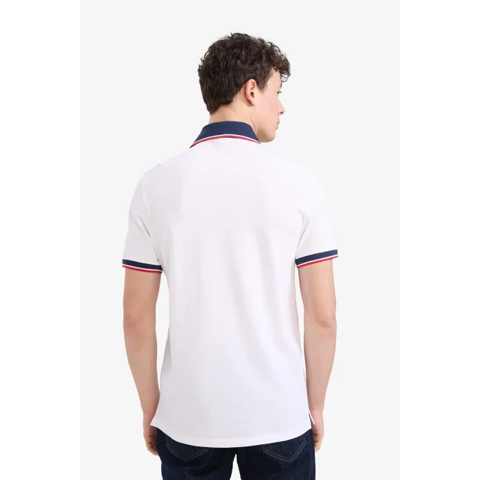 Defacto D7666 Beyaz Slim Fit Dar Kesim Pamuklu Kısa Kollu Polo Tişört