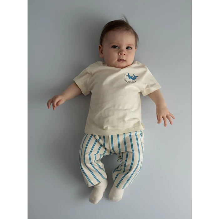 LCW baby Ekru Bisiklet Yaka Baskılı Erkek Bebek 3lü Takım