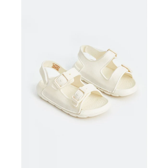 LCW STEPS Ekru Baskılı Çift Bantlı Kız Bebek Sandalet