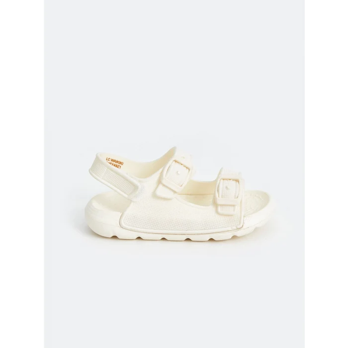 LCW STEPS Ekru Baskılı Çift Bantlı Kız Bebek Sandalet