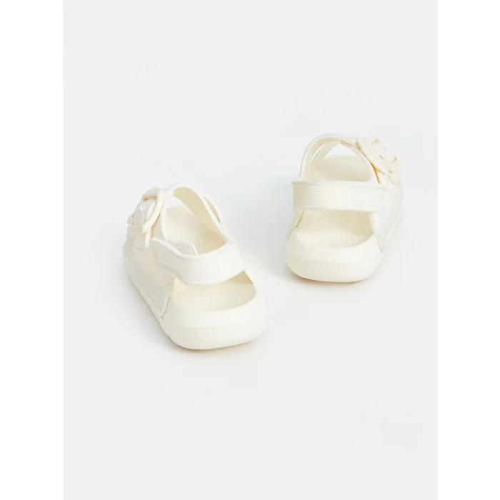 LCW STEPS Ekru Baskılı Çift Bantlı Kız Bebek Sandalet