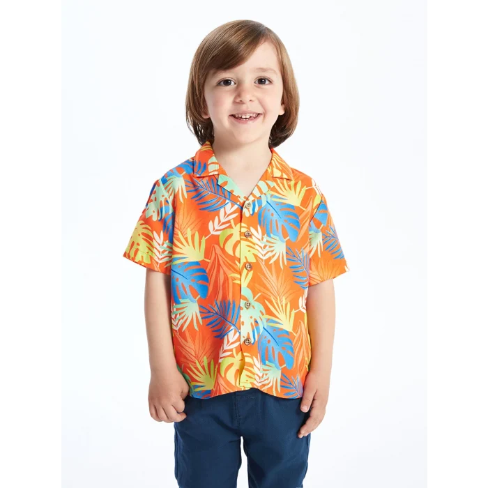 LCW Kids Turuncu Kısa Kollu Baskılı Erkek Bebek Gömlek