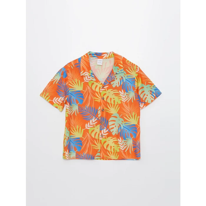 LCW Kids Turuncu Kısa Kollu Baskılı Erkek Bebek Gömlek