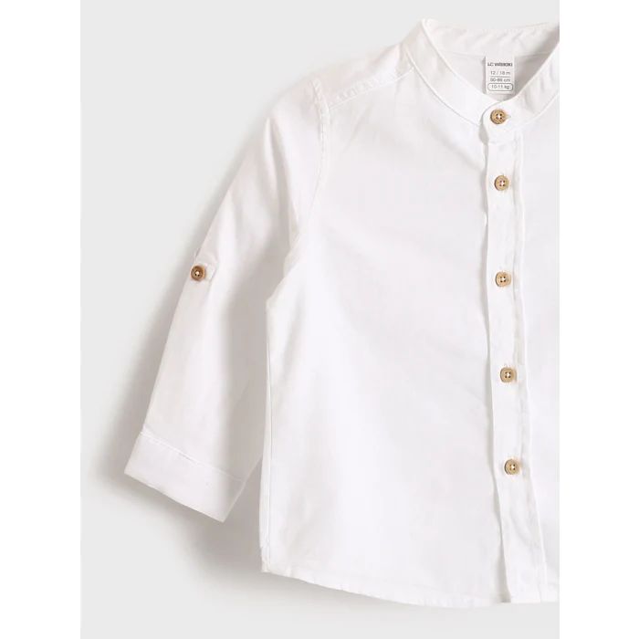 LCW Kids Beyaz Hakim Yaka Uzun Kollu Basic Erkek Bebek Gömlek