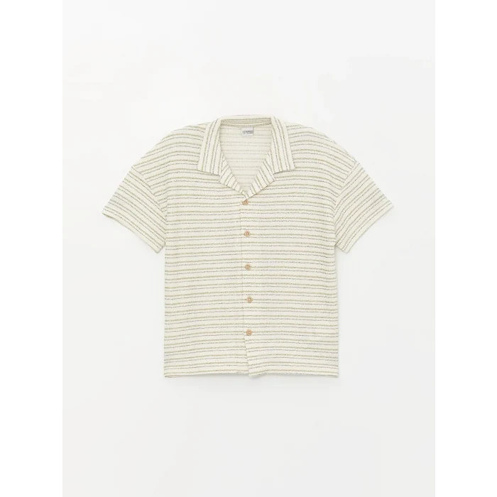 LCW Kids Yeşil Çizgili Kısa Kollu Erkek Çocuk Gömlek ve Şort