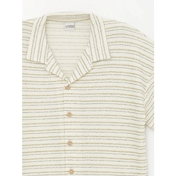 LCW Kids Yeşil Çizgili Kısa Kollu Erkek Çocuk Gömlek ve Şort