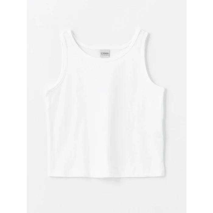 LCW Kids Siyah Bisiklet Yaka Baskılı Kısa Kollu Kız Çocuk Crop Tişört ve Atlet