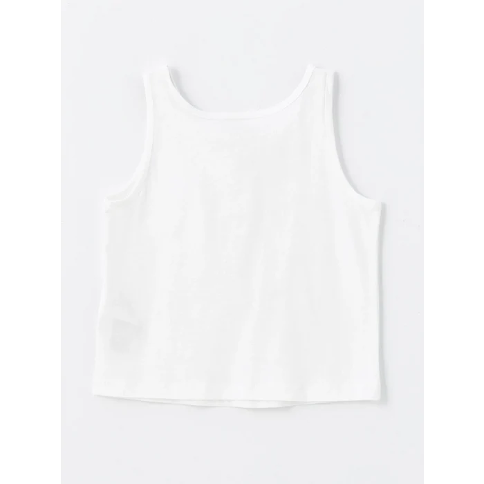 LCW Kids Siyah Bisiklet Yaka Baskılı Kısa Kollu Kız Çocuk Crop Tişört ve Atlet