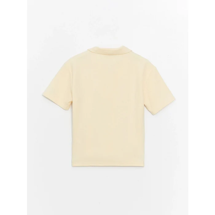 LCW Kids Bej Oversize Bisiklet Yaka Erkek Çocuk Tişört