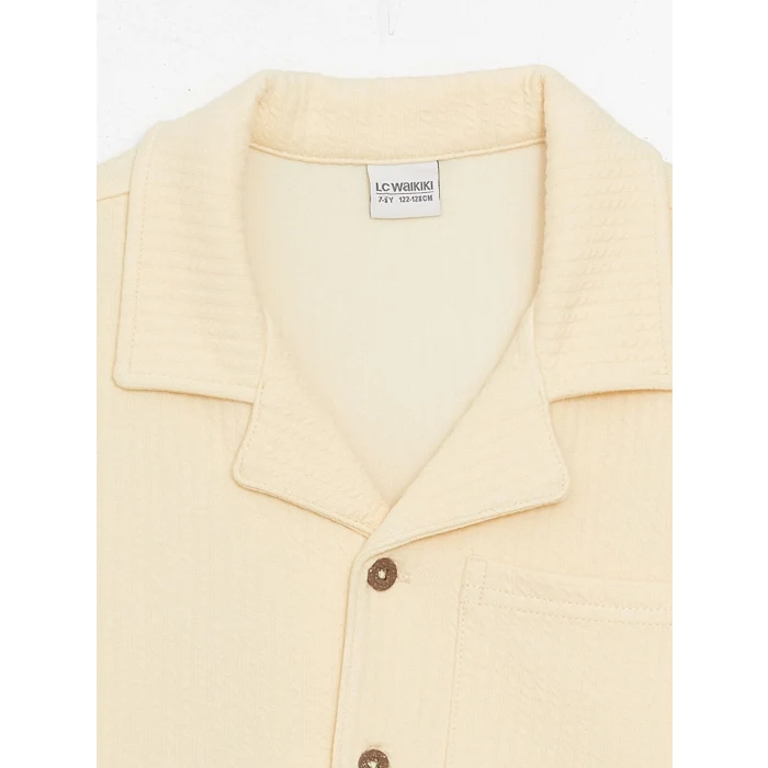 LCW Kids Bej Oversize Bisiklet Yaka Erkek Çocuk Tişört