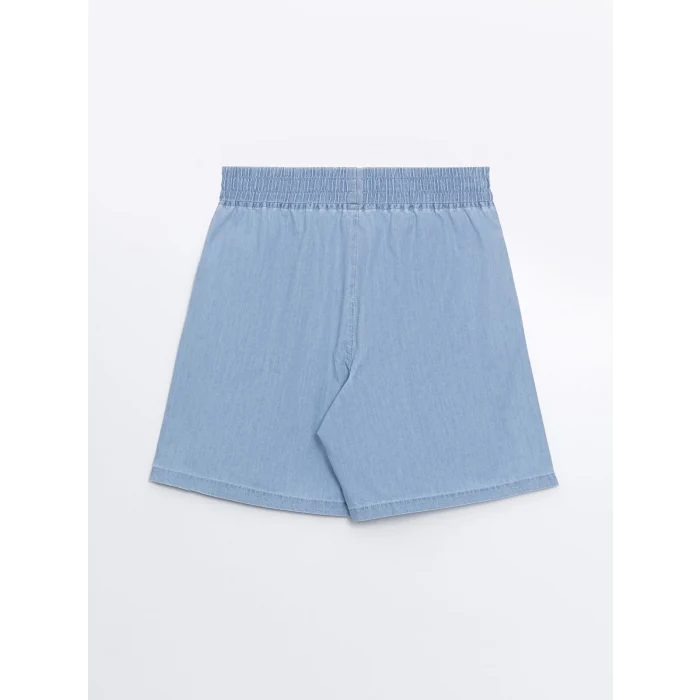 LCWAIKIKI Classic Bej Kadın Beli Lastikli Düz Jean Şort