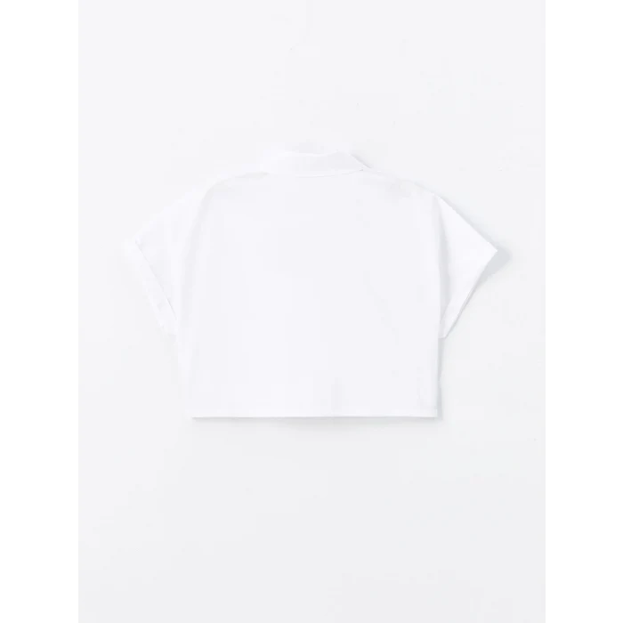 LCW Kids Beyaz Basic Kısa Kollu Kız Çocuk Crop Gömlek