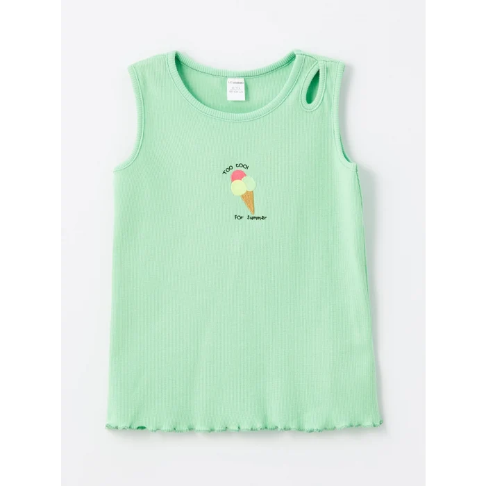 LCW Kids Yeşil Bisiklet Yaka Kız Bebek Bluz ve Şort 2li Takım