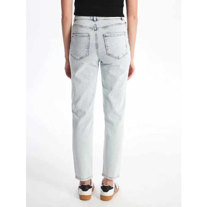 XSIDE Mavi Yüksek Bel Slim Mom Kadın Jean Pantolon