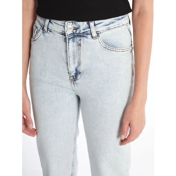 XSIDE Mavi Yüksek Bel Slim Mom Kadın Jean Pantolon