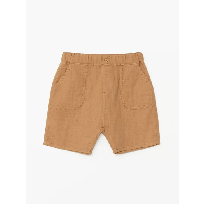 LCW Kids Bej Resort Yaka Kısa Kollu Erkek Bebek Gömlek ve Şort 2li Takım