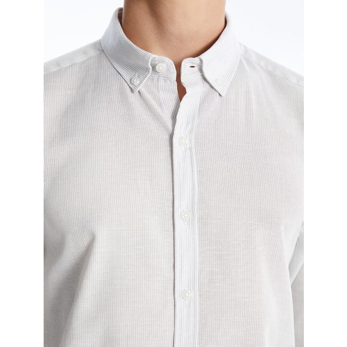 SOUTHBLUE Gri Slim Fit Uzun Kollu Poplin Erkek Gömlek