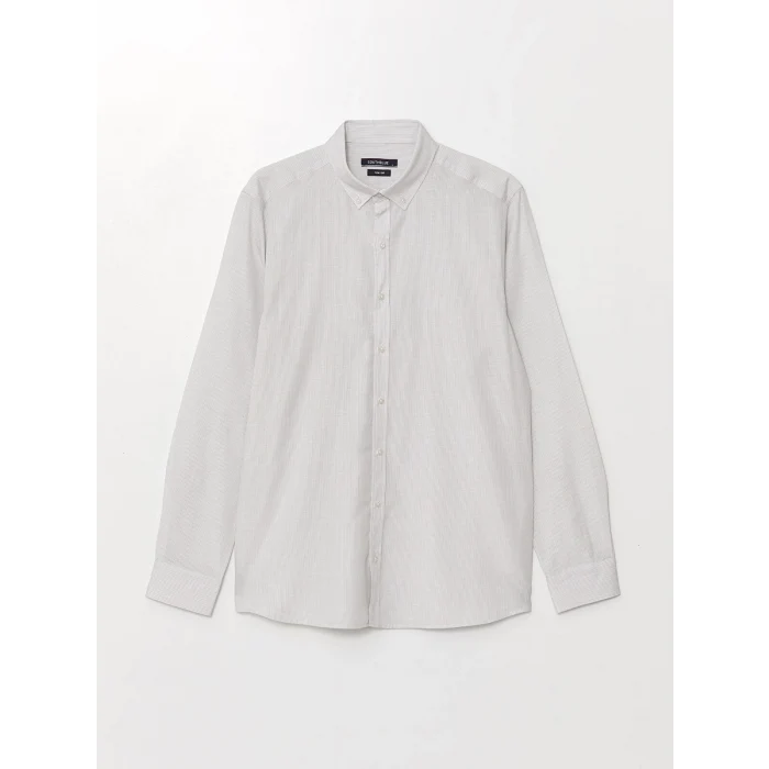 SOUTHBLUE Gri Slim Fit Uzun Kollu Poplin Erkek Gömlek