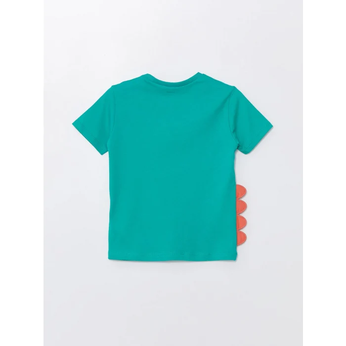 LCW Kids Yeşil Bisiklet Yaka Kısa Kollu Nakışlı Erkek Bebek Tişört ve Şort 2li Takım