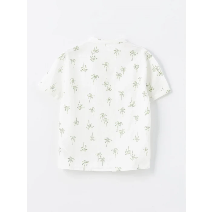 LCW Kids Ekru Hakim Yaka Kısa Kollu Baskılı Erkek Bebek Gömlek