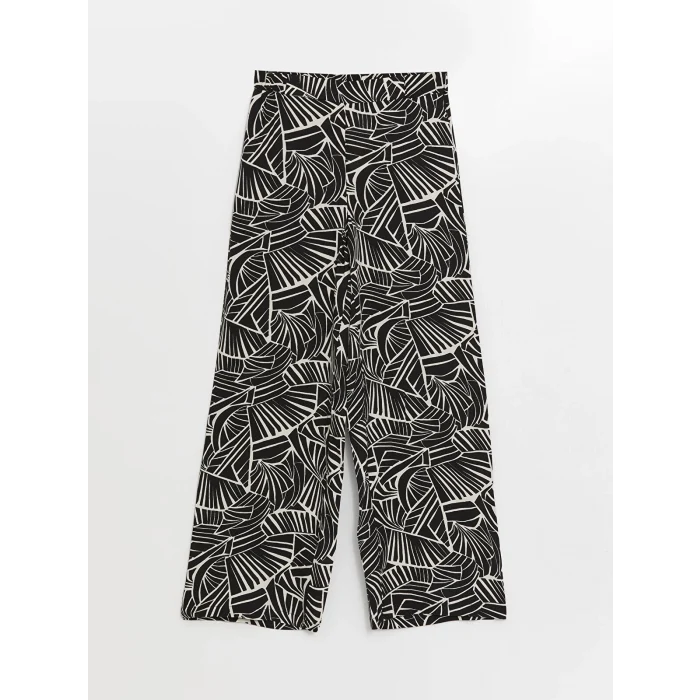 LCW Modest Siyah Beli Lastikli Desenli Kadın Palazzo Pantolon