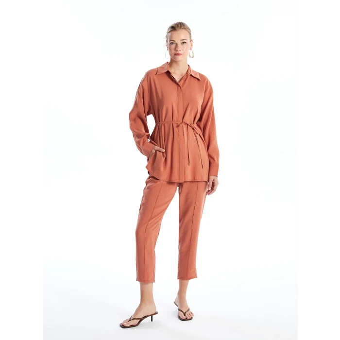 LCWAIKIKI Classic Kahverengi Beli Lastikli Havuç Kesim Kadın Pantolon