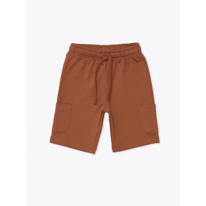 LCW Kids Kahverengi Bisiklet Yaka Kısa Kollu Baskılı Erkek Bebek Tişört ve Şort 2li Takım