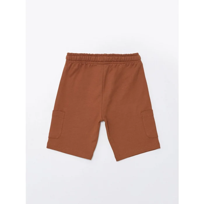 LCW Kids Kahverengi Bisiklet Yaka Kısa Kollu Baskılı Erkek Bebek Tişört ve Şort 2li Takım