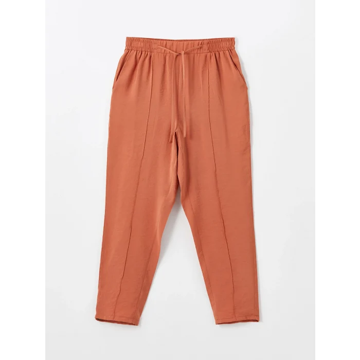 LCWAIKIKI Classic Kahverengi Beli Lastikli Havuç Kesim Kadın Pantolon