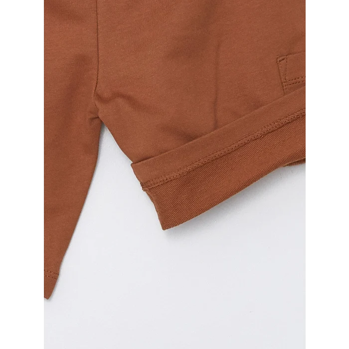 LCW Kids Kahverengi Bisiklet Yaka Kısa Kollu Baskılı Erkek Bebek Tişört ve Şort 2li Takım