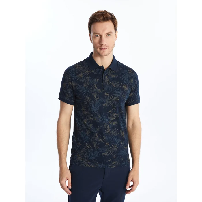 SOUTHBLUE Lacivert Polo Yaka Kısa Kollu Desenli Penye Erkek Tişört