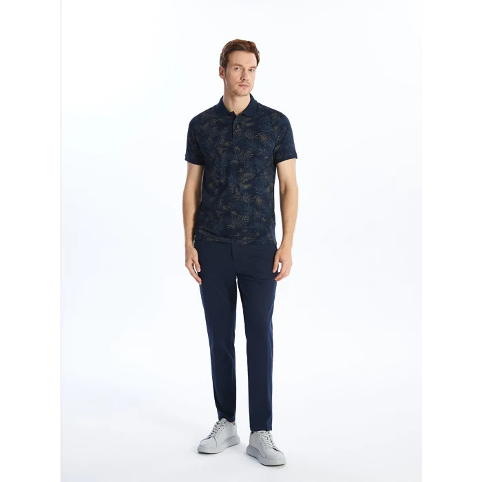 SOUTHBLUE Lacivert Polo Yaka Kısa Kollu Desenli Penye Erkek Tişört