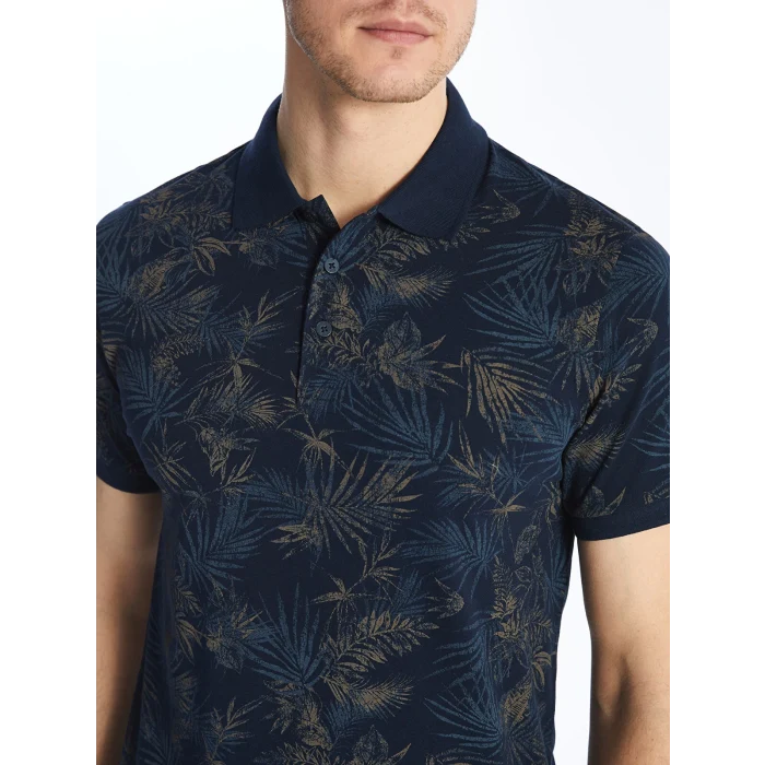 SOUTHBLUE Lacivert Polo Yaka Kısa Kollu Desenli Penye Erkek Tişört