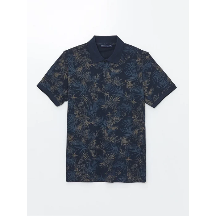 SOUTHBLUE Lacivert Polo Yaka Kısa Kollu Desenli Penye Erkek Tişört