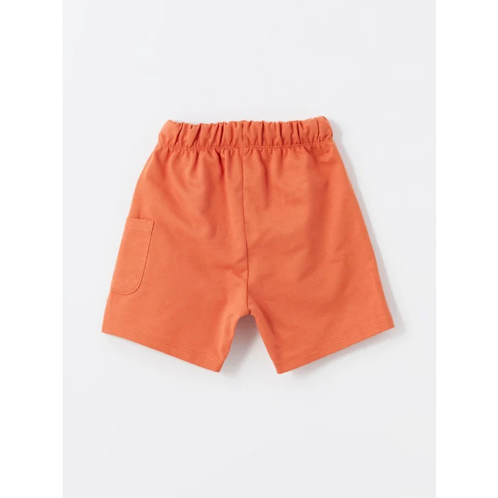 LCW Kids Ekru Bisiklet Yaka Baskılı Erkek Bebek Tişört ve Şort 2li Takım