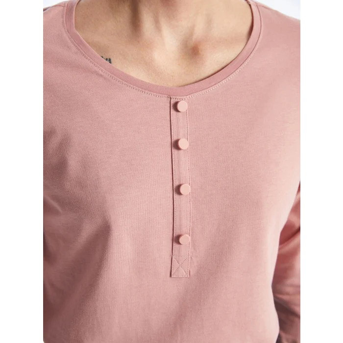 LCWAIKIKI Basic Pembe Kadın Bisiklet Yaka Düz Bluz