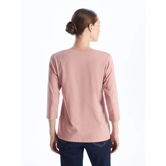 LCWAIKIKI Basic Pembe Kadın Bisiklet Yaka Düz Bluz