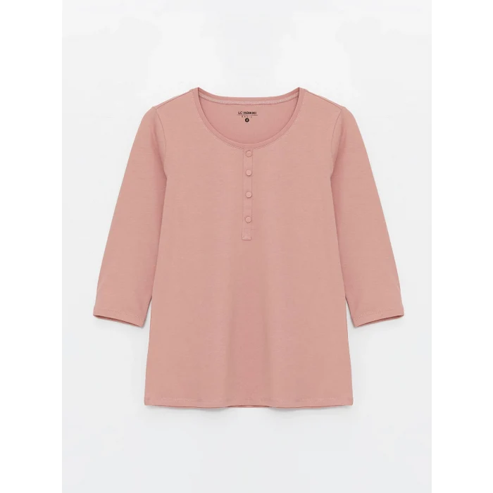 LCWAIKIKI Basic Pembe Kadın Bisiklet Yaka Düz Bluz
