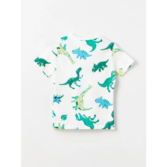 LCW Kids Ekru Bisiklet Yaka Kısa Kollu Baskılı Erkek Bebek Tişört ve Şort 2li Takım