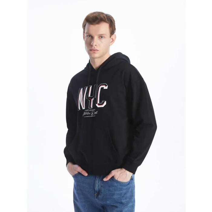 XSIDE Siyah Uzun Kollu Baskılı Erkek Hoodie