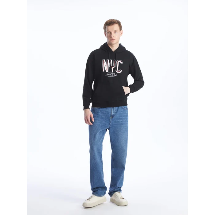 XSIDE Siyah Uzun Kollu Baskılı Erkek Hoodie