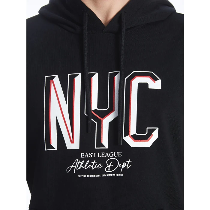 XSIDE Siyah Uzun Kollu Baskılı Erkek Hoodie