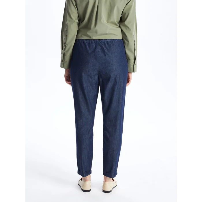 LCW Modest Indigo Beli Lastikli Carrot Fit Kadın Jean Pantolon