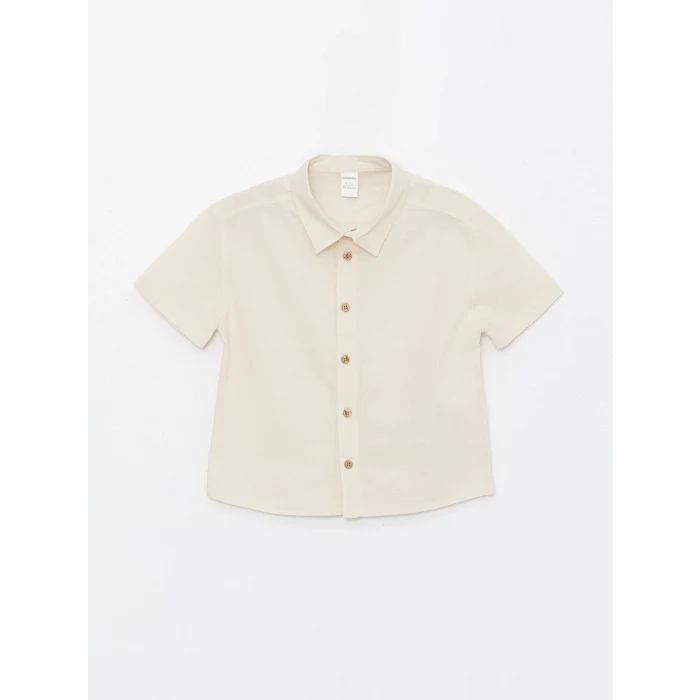 LCW Kids Bej Kısa Kollu Erkek Bebek Gömlek Pantolon ve Pantolon Askısı 3lü Takım